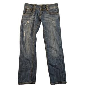 Womens Rewind Jeans Size 3 Blue Denim Distressed Thick Stitching